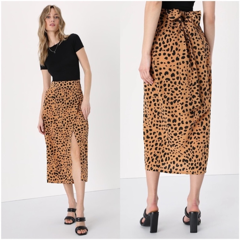 Lulus Midi Skirt Xs Leopard Animal Print - image 1